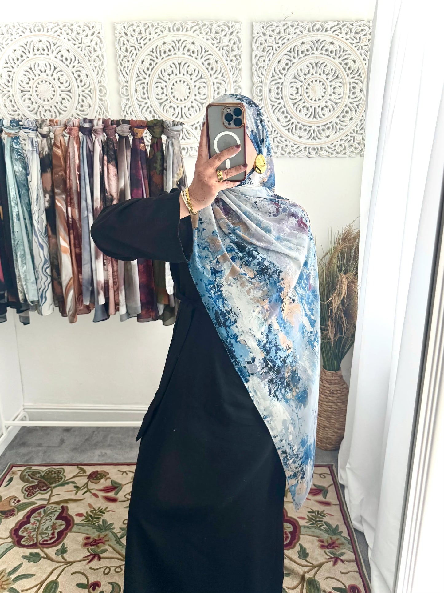 Water coloured Chiffon Printed Tahira Hijab - Hijab Junkie UK