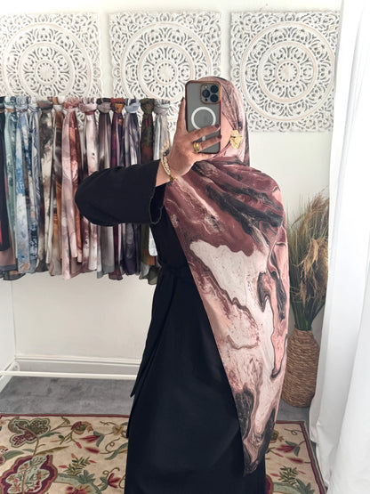 Water coloured Chiffon Printed Aziza Hijab - Hijab Junkie UK