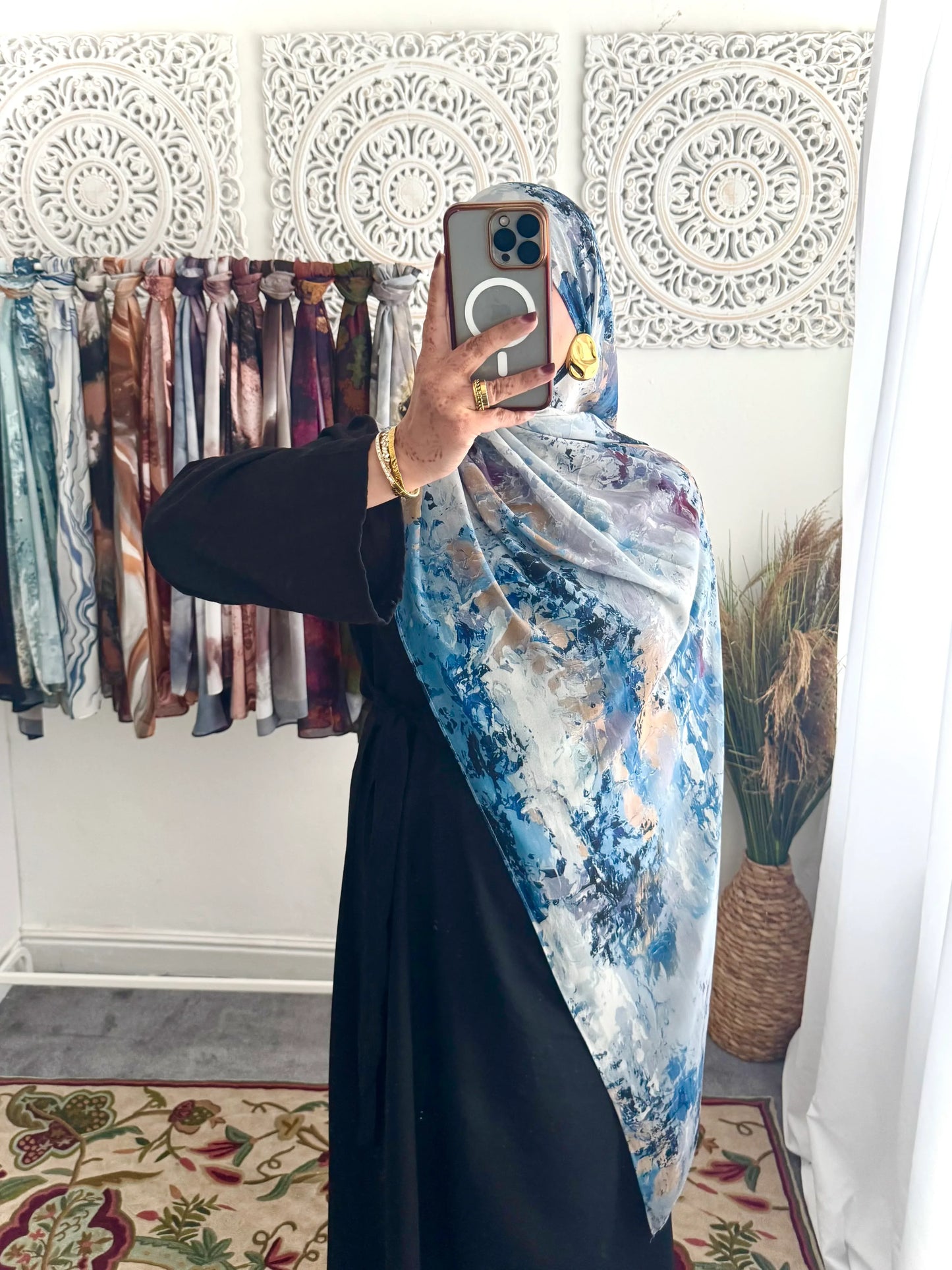 Water coloured Chiffon Printed Tahira Hijab - Hijab Junkie UK