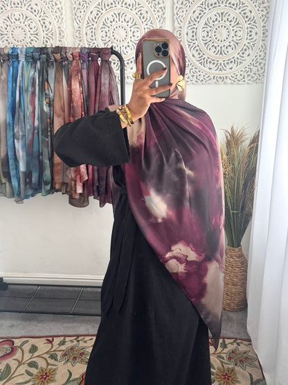 Water coloured Modal Silk Printed earth Hijab