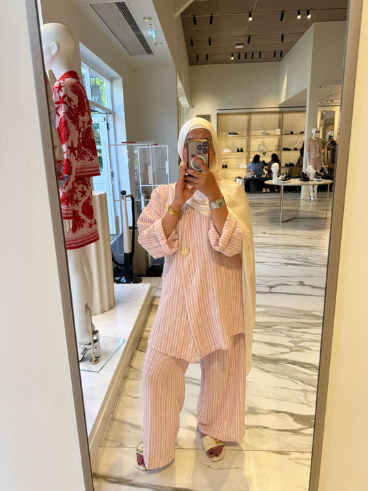 2 Styles Lexi Stunning Free Size Loose Fit Pinstripe Summer Dress & Co-Ords Sets