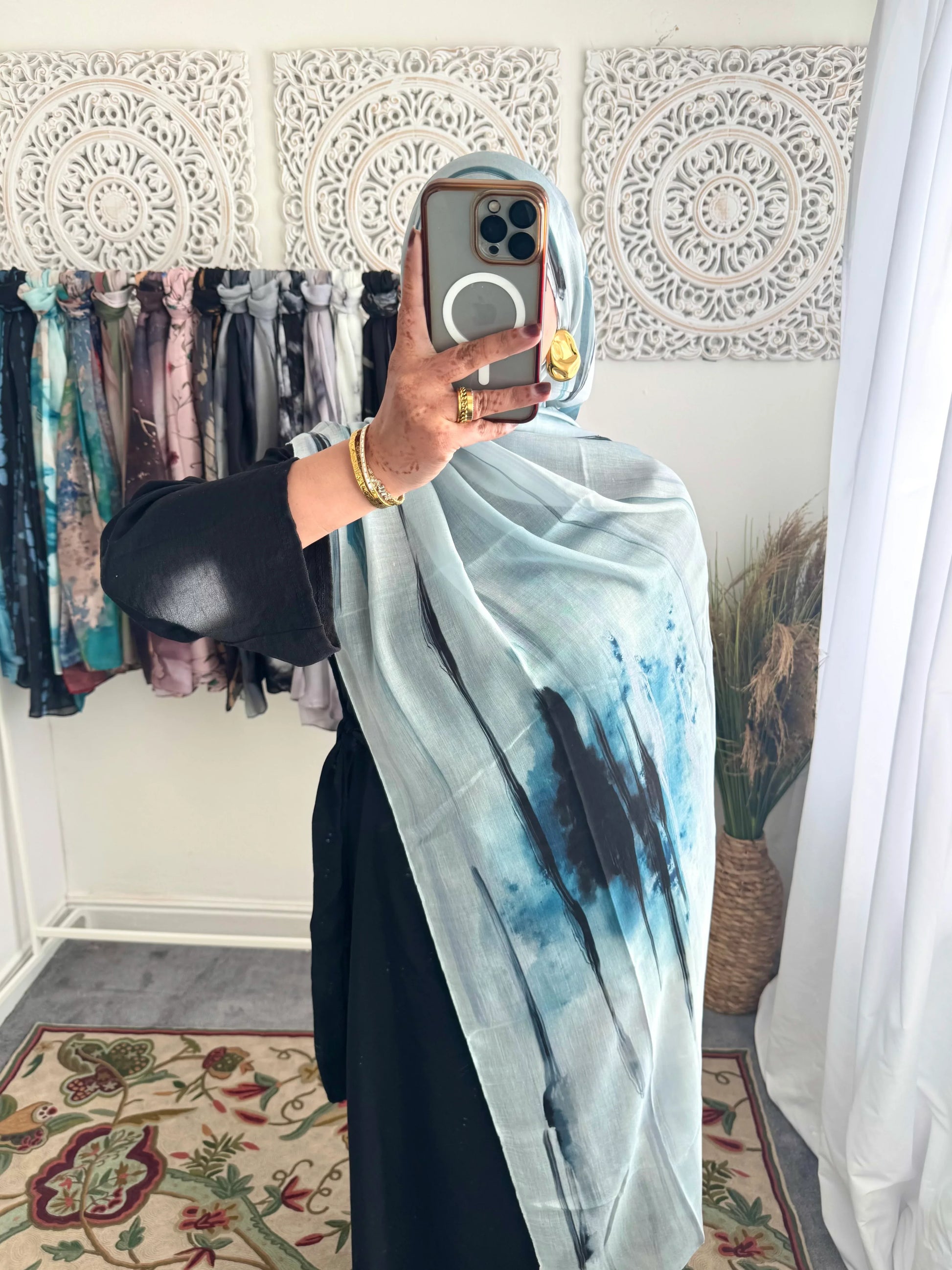 Water coloured Modal Printed Drip Hijab - Hijab Junkie UK