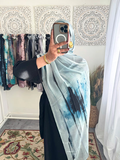 Water coloured Modal Printed Drip Hijab - Hijab Junkie UK