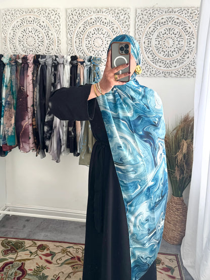 Water coloured Modal Printed Nova Wave Hijab - Hijab Junkie UK