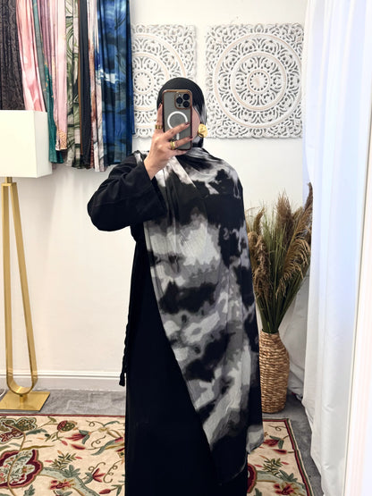 Premium Jersey Marble Black hijab - Hijab Junkie UK