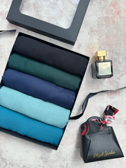 Malai Modal 5 peacock hijab gift set