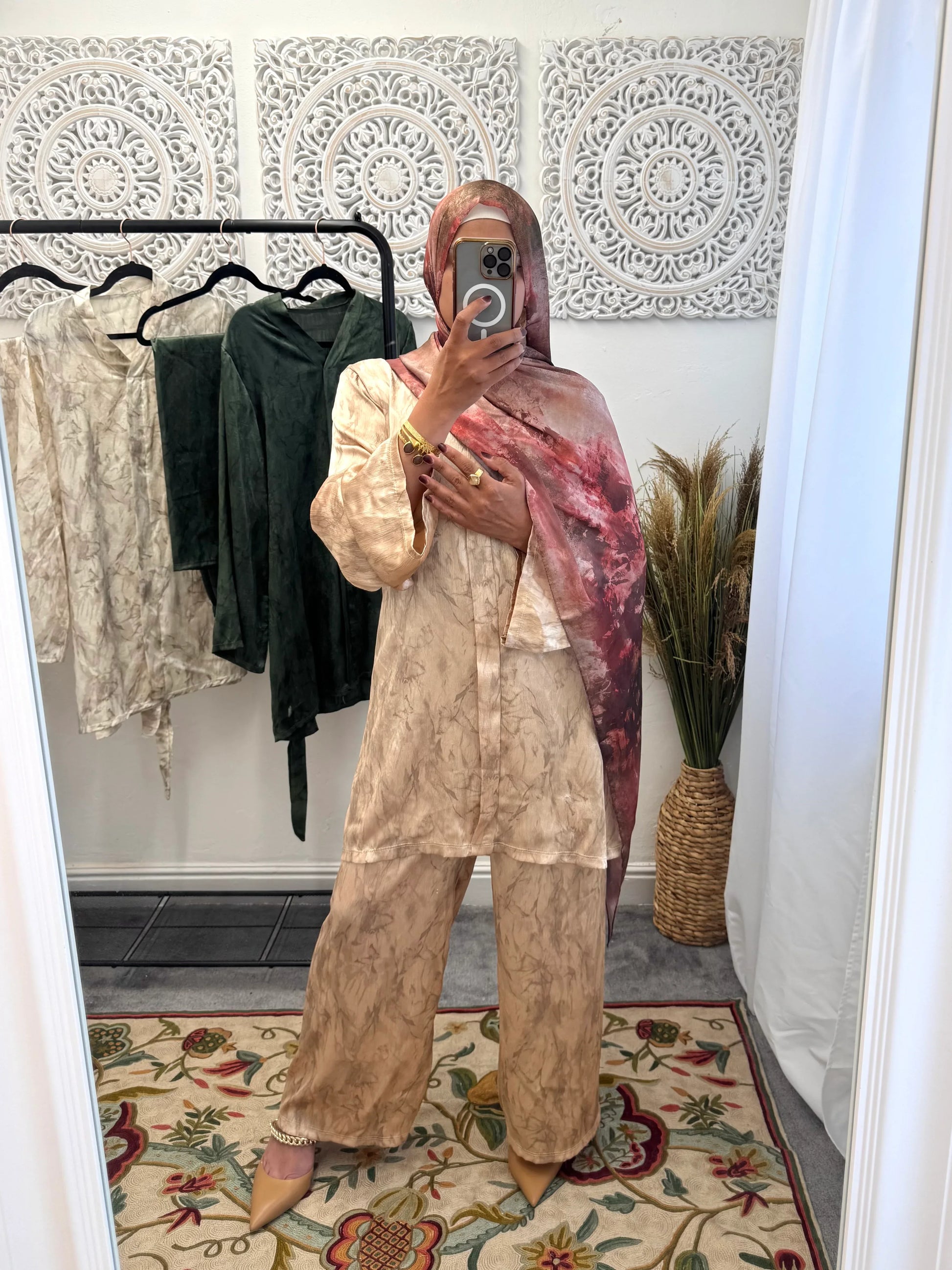 NEW Aurora Marble Effect Free Size Shine Cord Set - Hijab Junkie UK