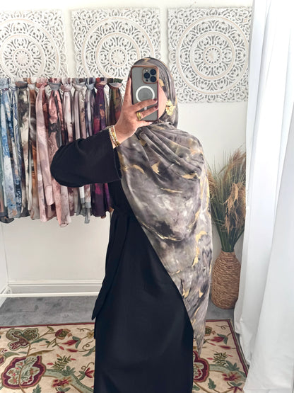 Water coloured Chiffon Printed Hiba Hijab - Hijab Junkie UK
