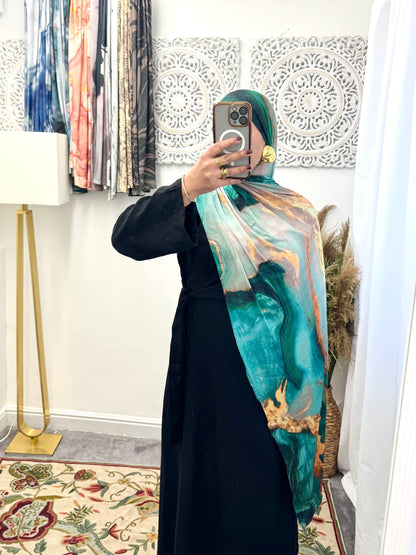 Premium Jersey Volcano Teal hijab - Hijab Junkie UK