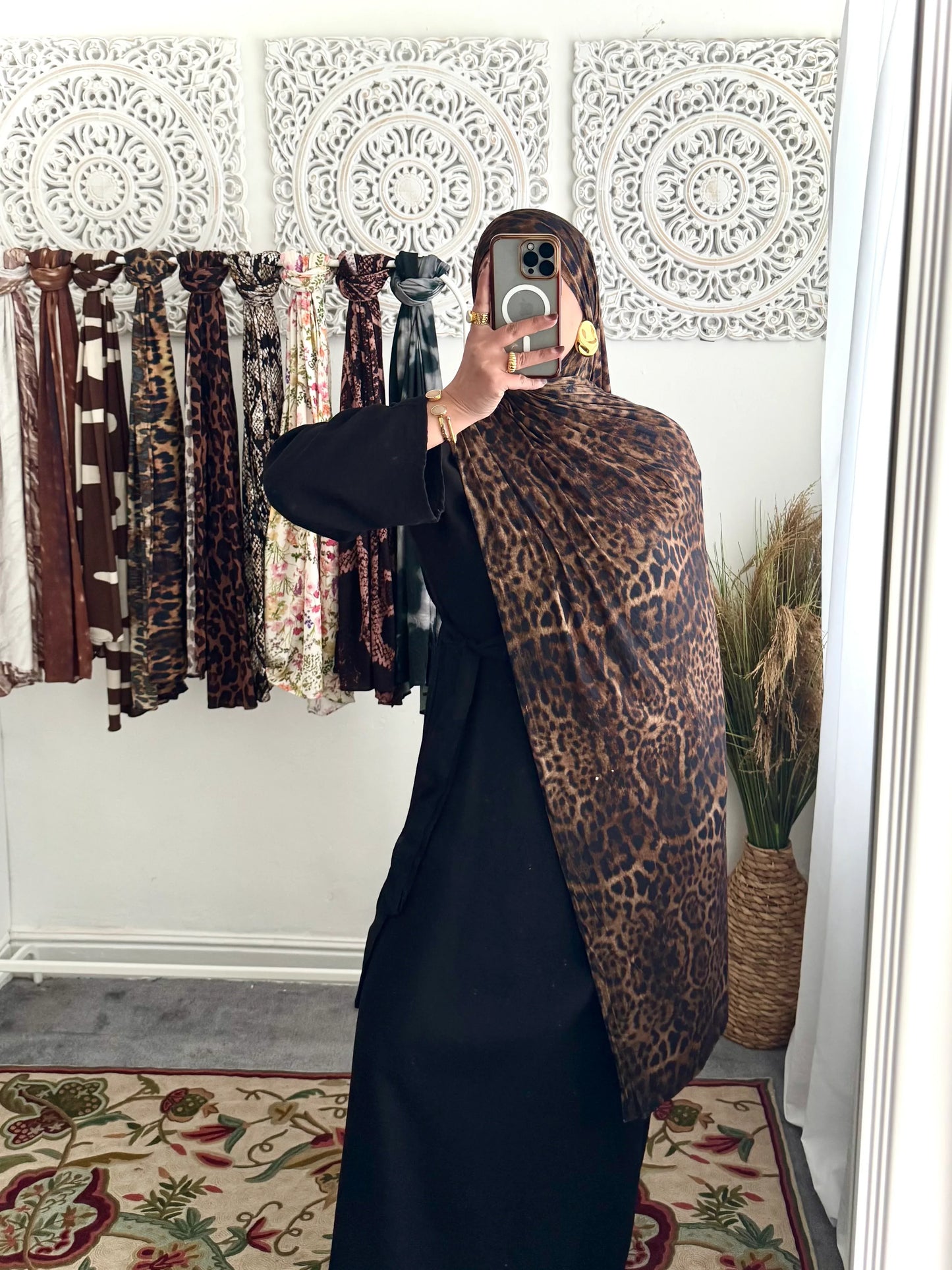 Premium Jersey Midnight Leopard hijab - Hijab Junkie UK