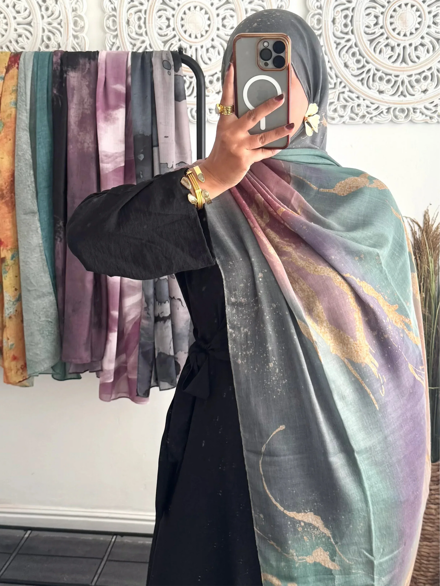 Water coloured Modal Printed Zapp Hijab - Hijab Junkie UK