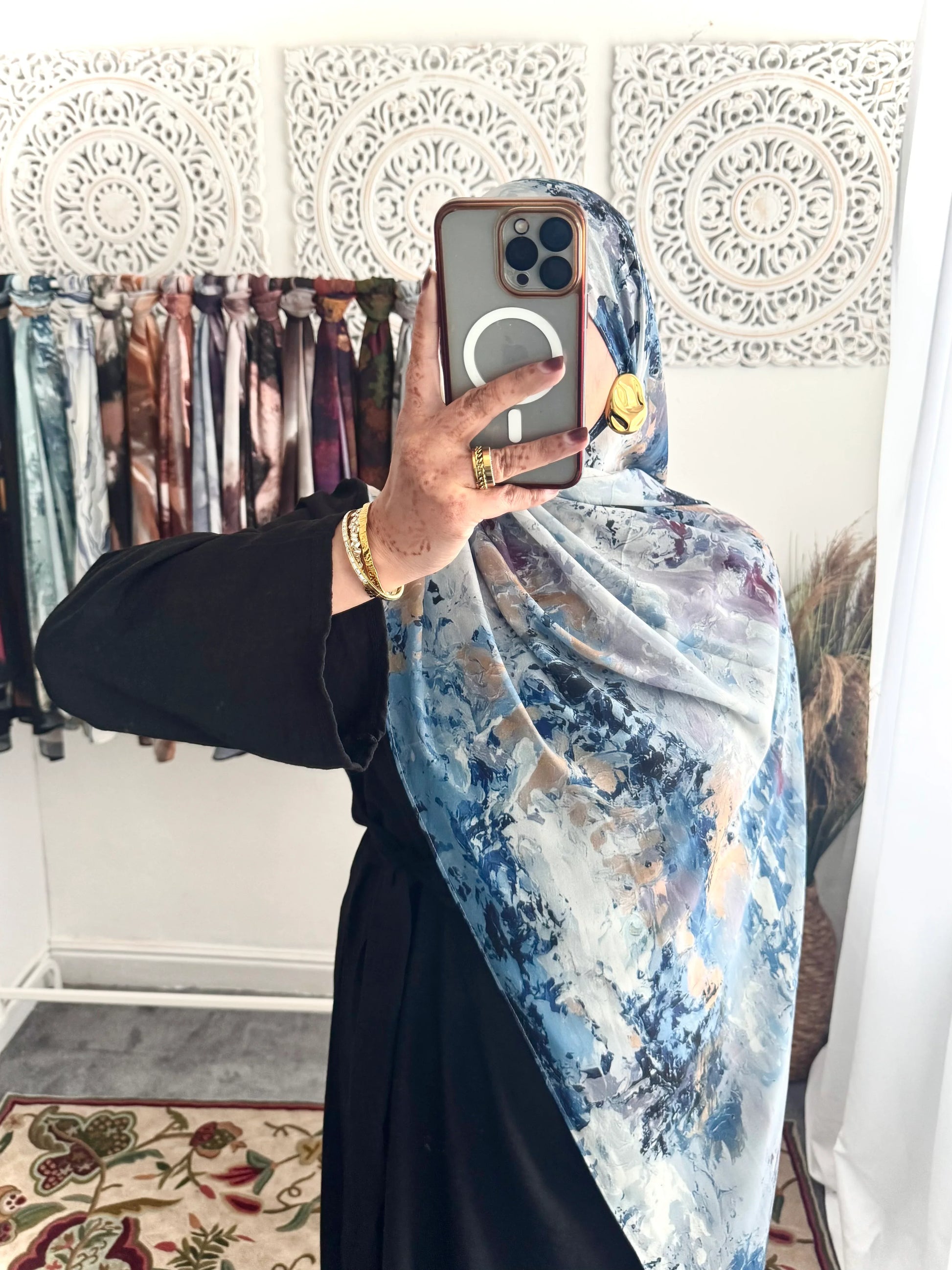 Water coloured Chiffon Printed Tahira Hijab - Hijab Junkie UK