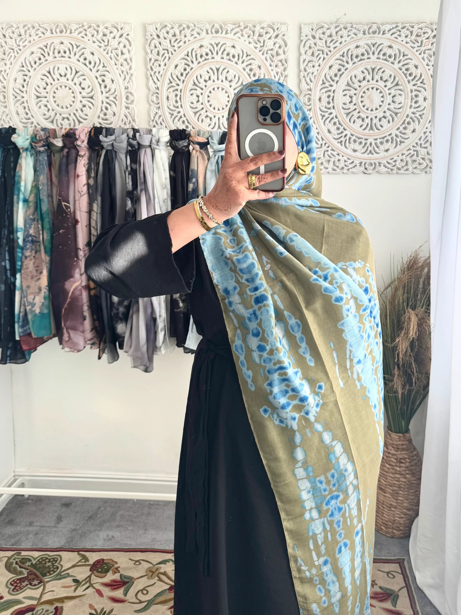 Water coloured Modal Printed Pure Thread Hijab - Hijab Junkie UK