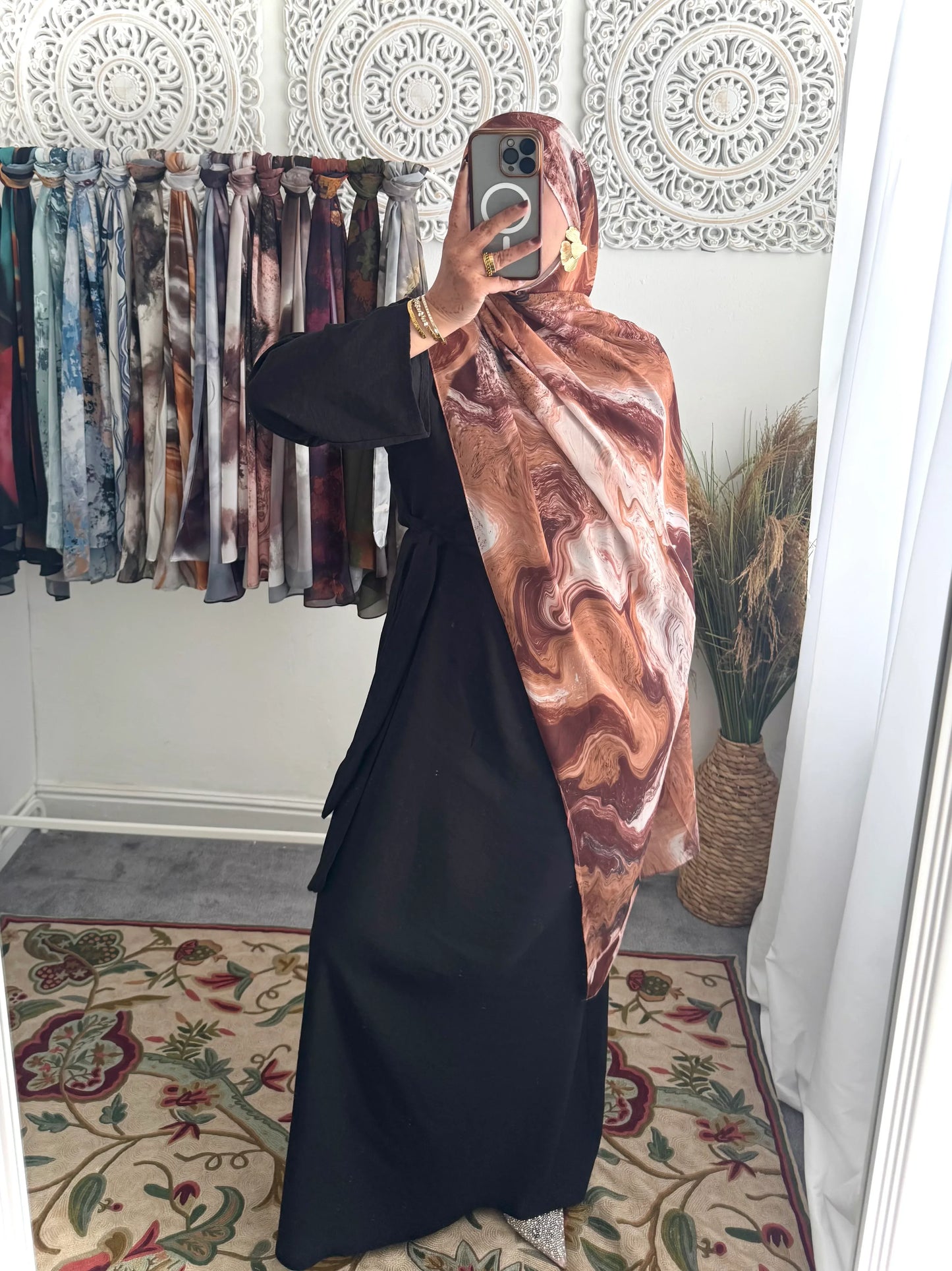 Water coloured Chiffon Printed Fareed Hijab - Hijab Junkie UK