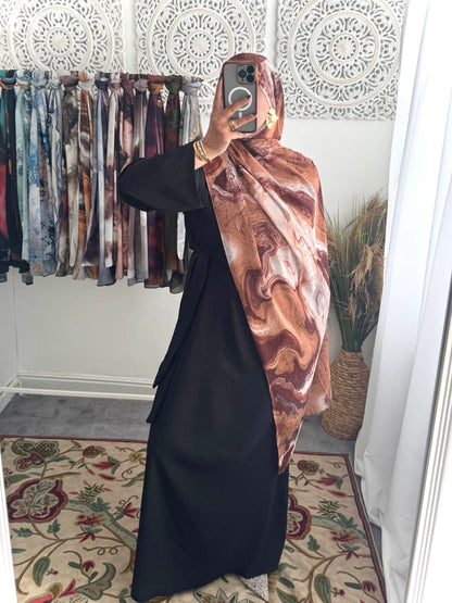 Water coloured Chiffon Printed Fareed Hijab - Hijab Junkie UK