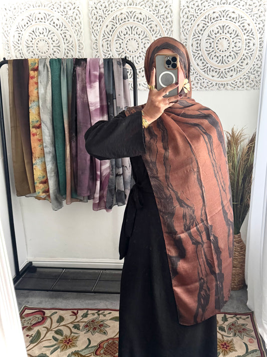 Water coloured Modal Printed Saddle Hijab