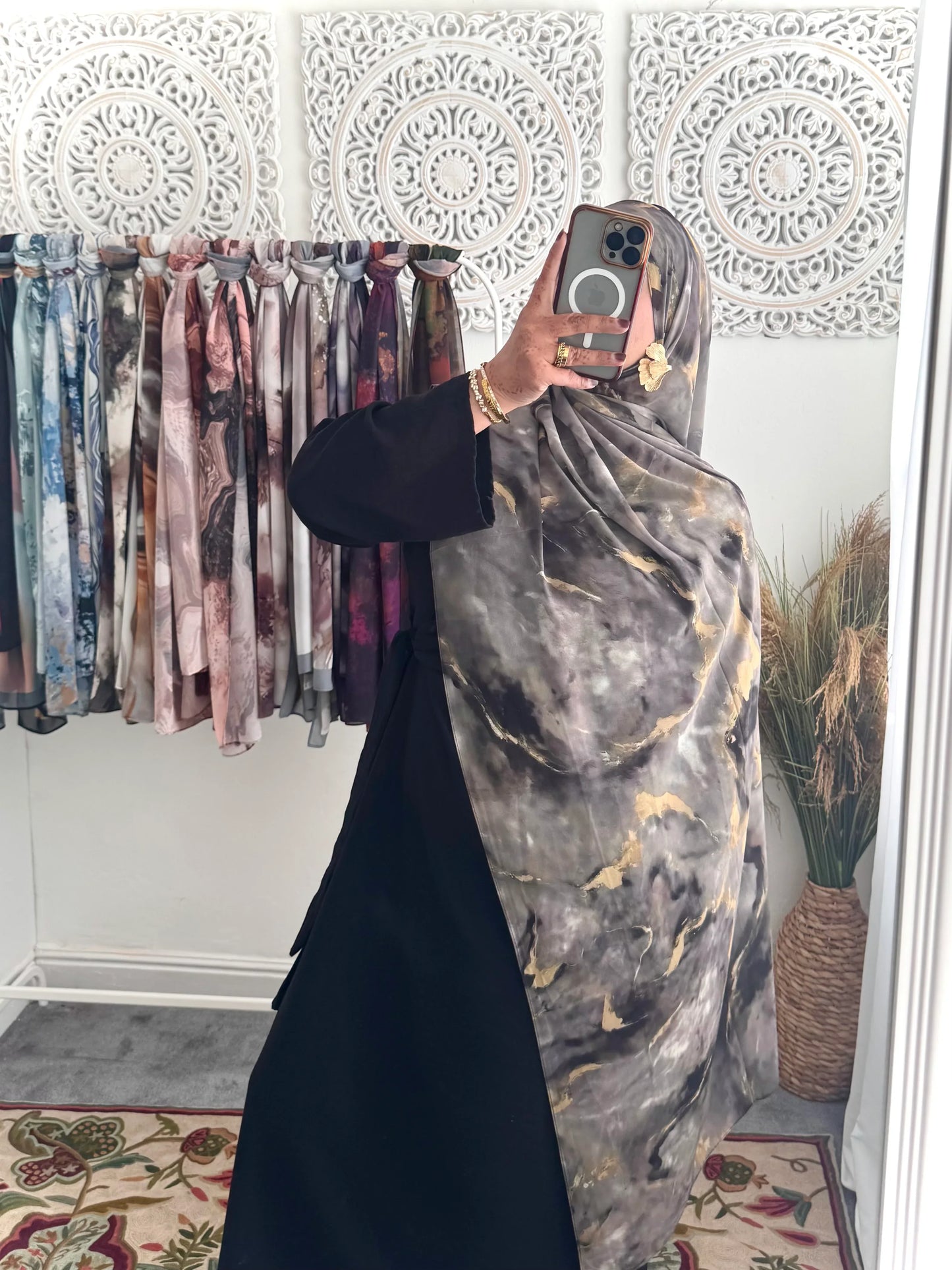 Water coloured Chiffon Printed Hiba Hijab - Hijab Junkie UK