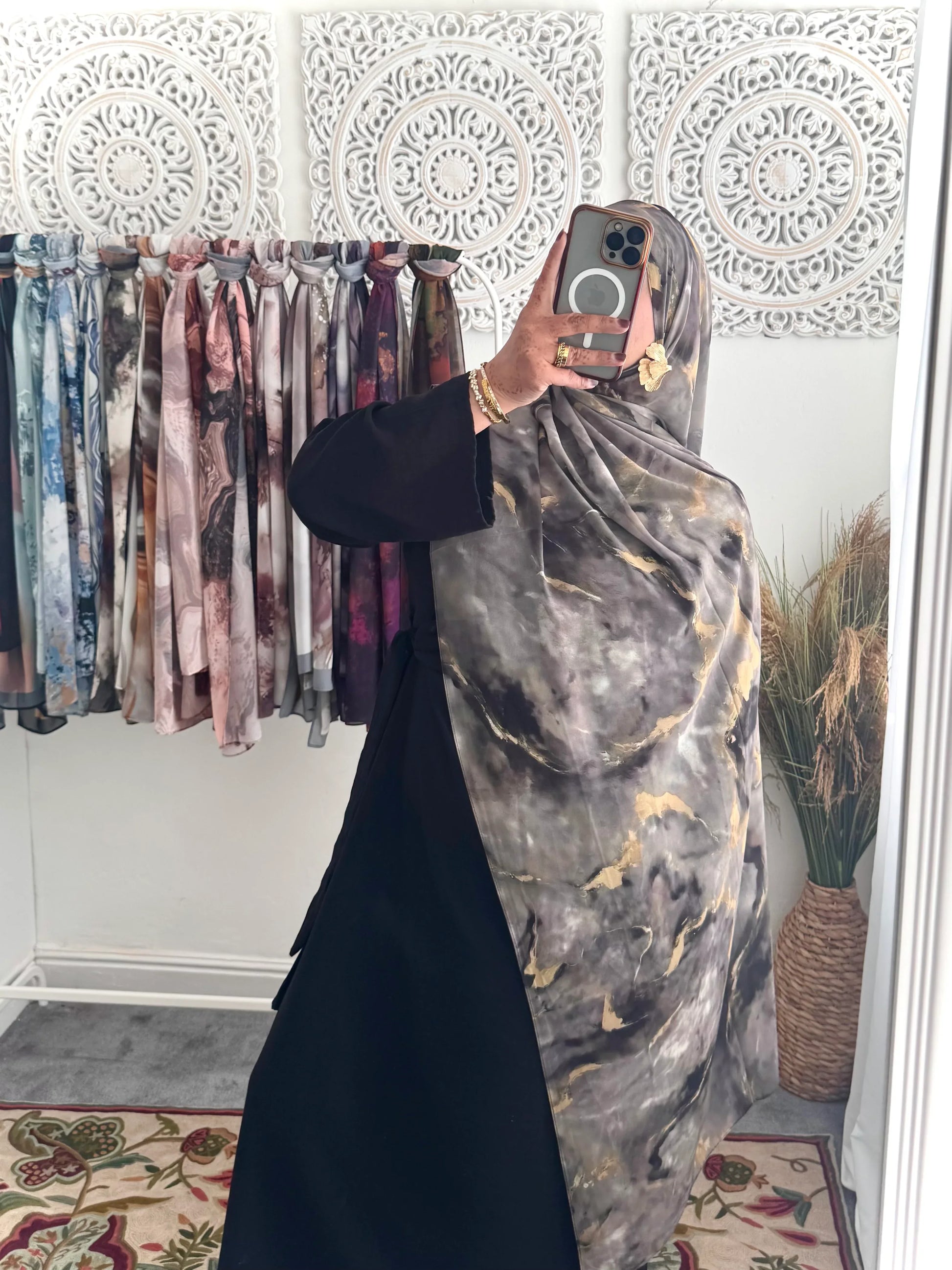 Water coloured Chiffon Printed Hiba Hijab - Hijab Junkie UK