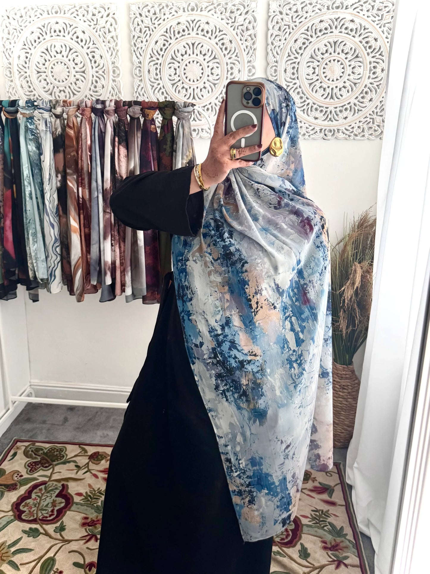 Water coloured Chiffon Printed Tahira Hijab - Hijab Junkie UK