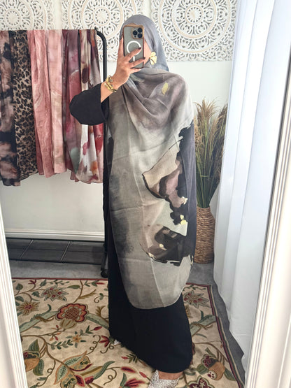 Water coloured Modal Printed Mocha Hijab