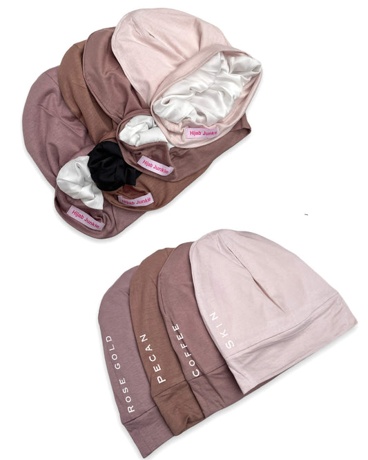 Tube closed inner silk cap choose from rose gold coffee pecan nude