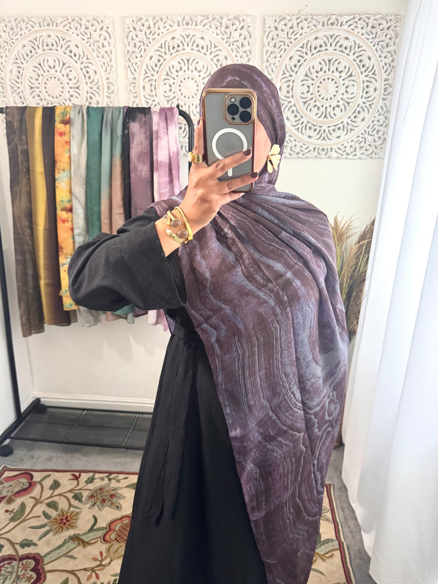 Water coloured Modal Printed Aubergine Hijab