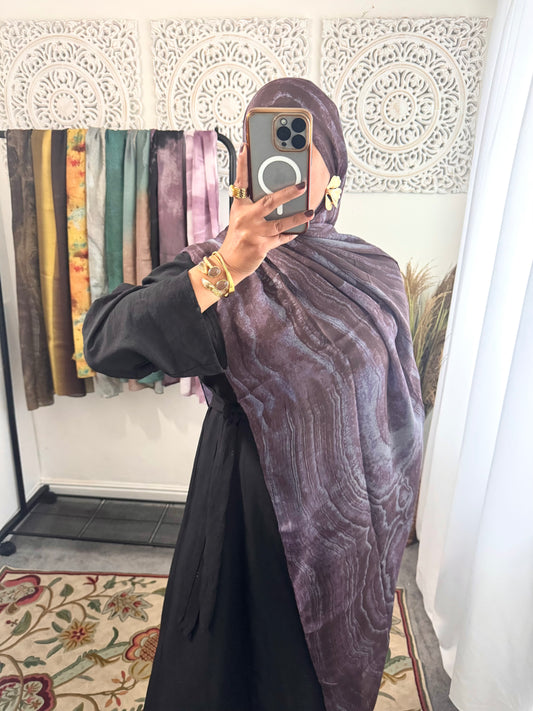 Water coloured Modal Printed Aubergine Hijab
