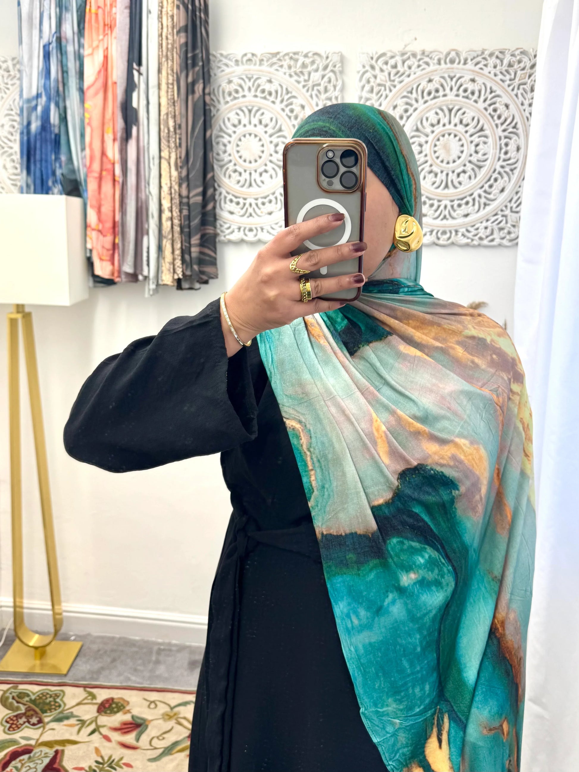 Premium Jersey Volcano Teal hijab - Hijab Junkie UK