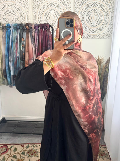 Water coloured Modal Silk Printed fire Hijab