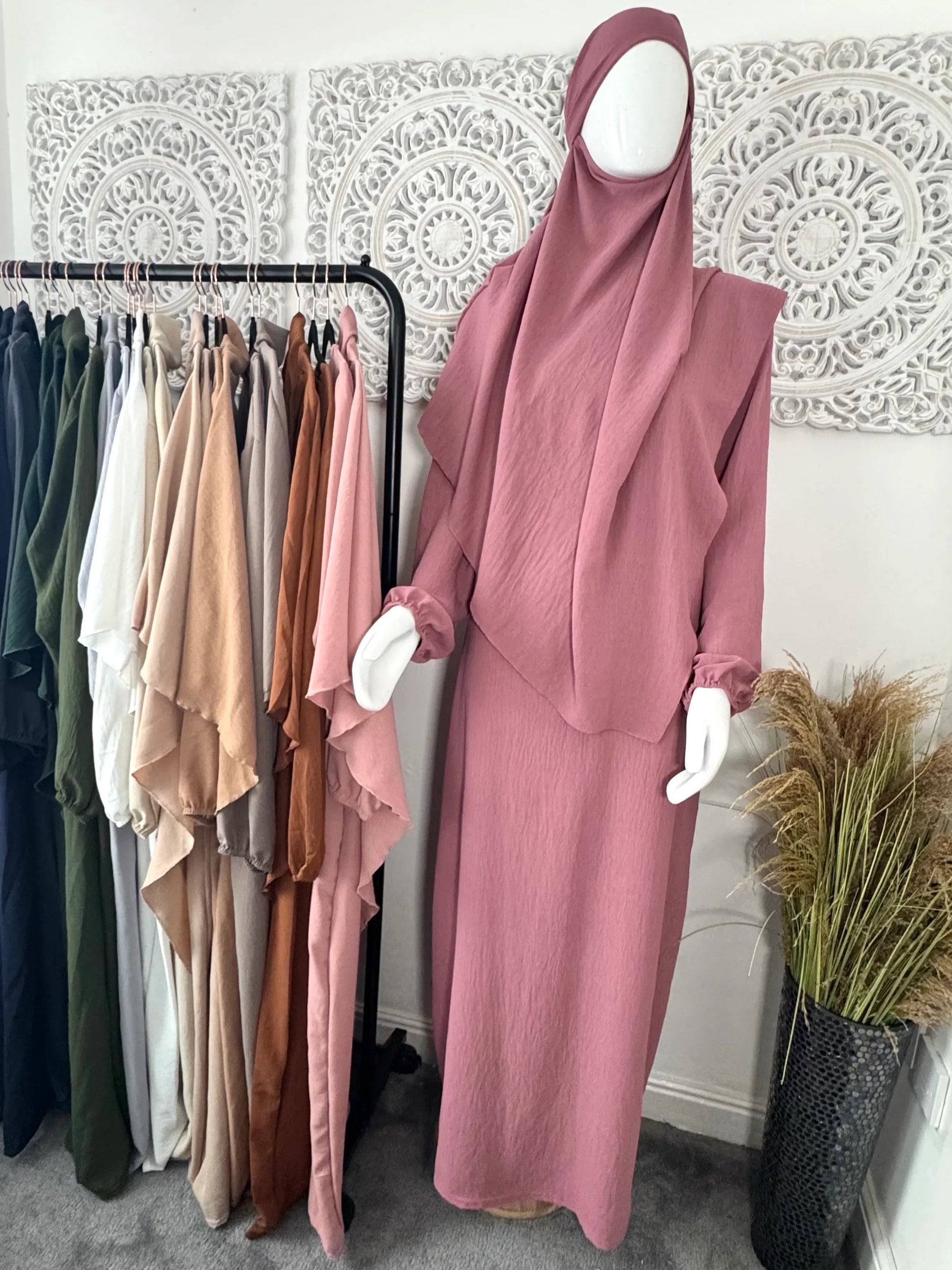 Khimar 2 pc Hawwa plain light weight abaya set adults and teenagers - Hijab Junkie UK