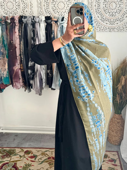 Water coloured Modal Printed Pure Thread Hijab - Hijab Junkie UK