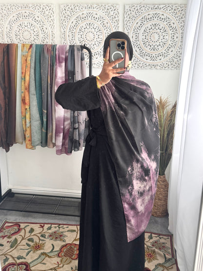 Water coloured Modal Printed black hula Hijab
