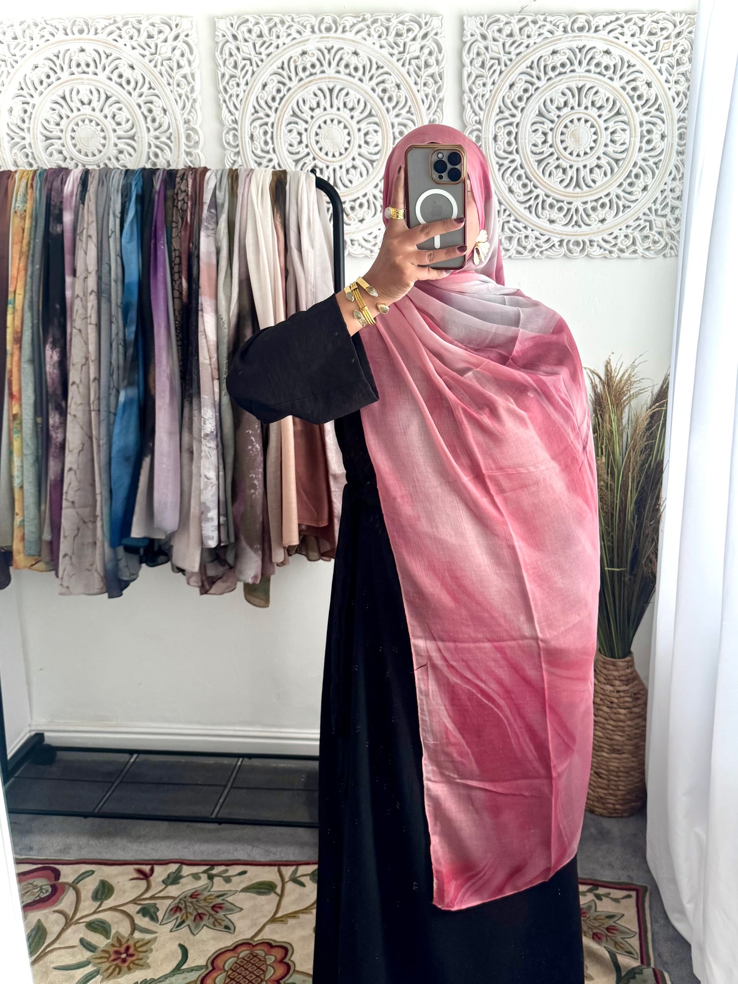 Water coloured Modal Printed pink lemonade Hijab