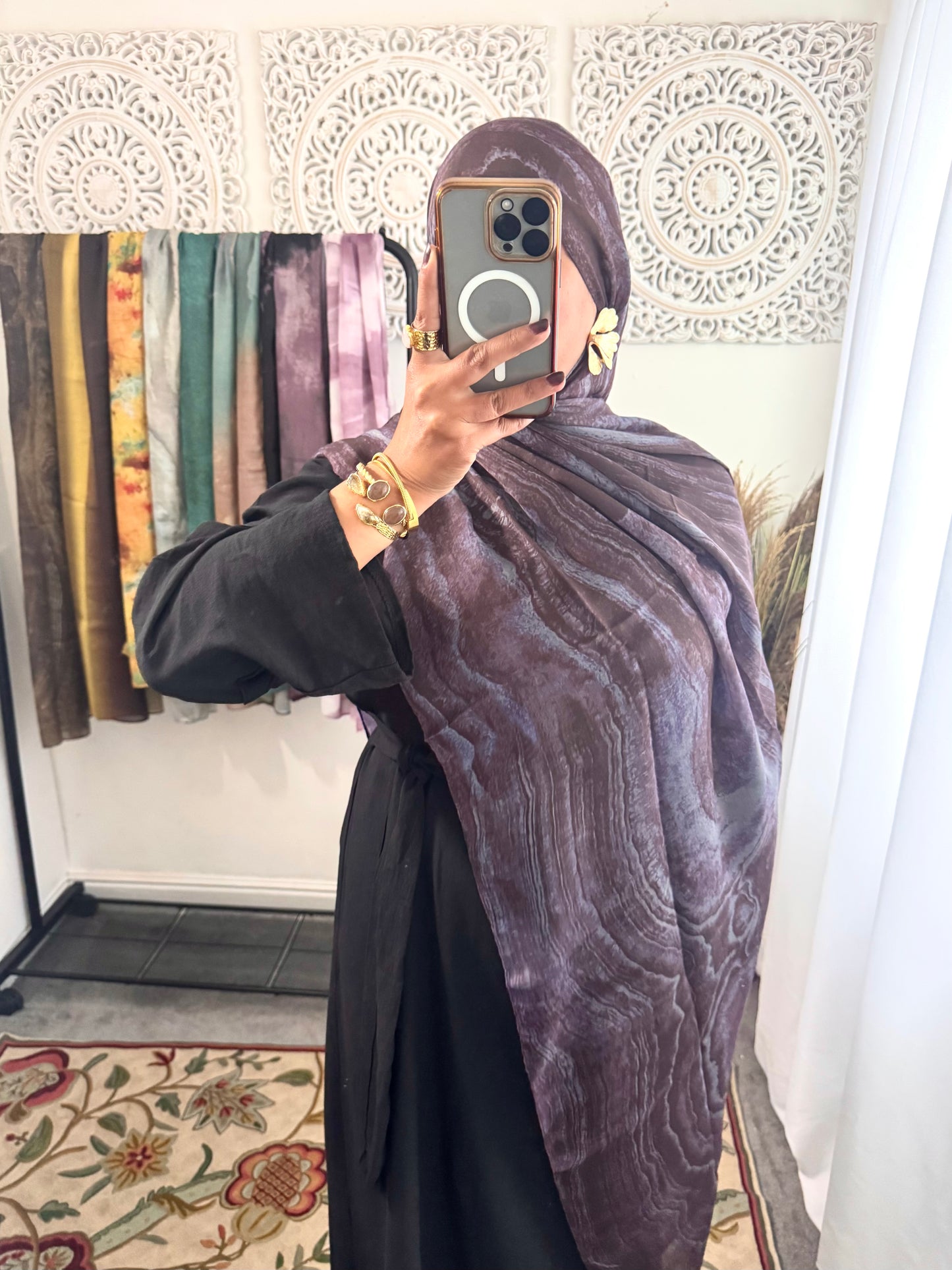 Water coloured Modal Printed Aubergine Hijab