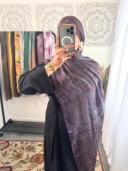 Water coloured Modal Printed Aubergine Hijab