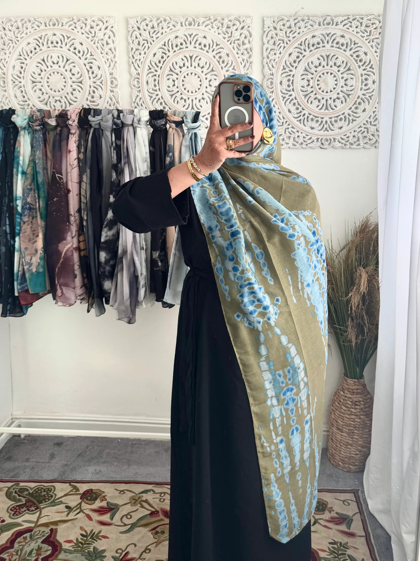 Water coloured Modal Printed Pure Thread Hijab - Hijab Junkie UK