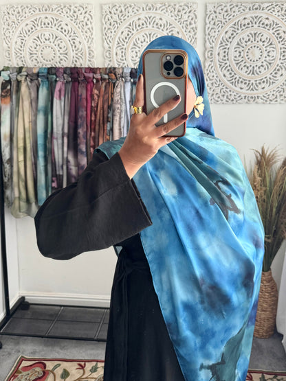Water coloured Modal Silk Printed Sea Hijab