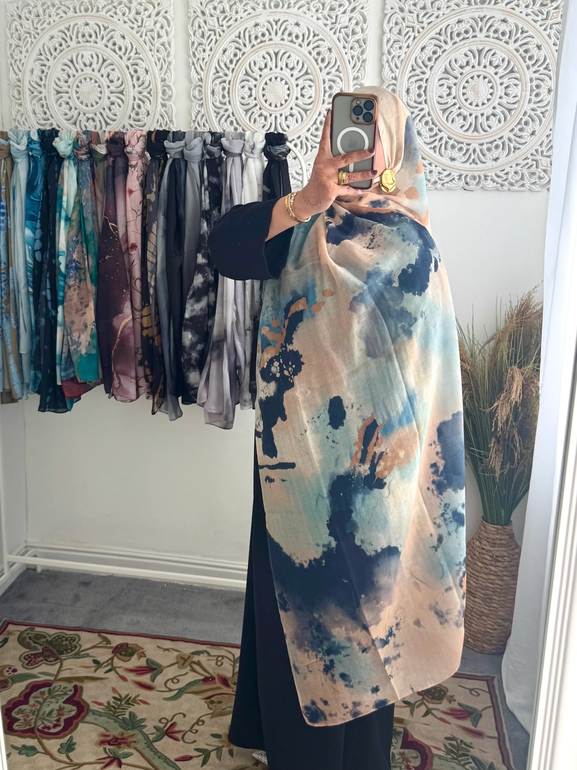 Water coloured Modal Printed Diyana Hijab - Hijab Junkie UK