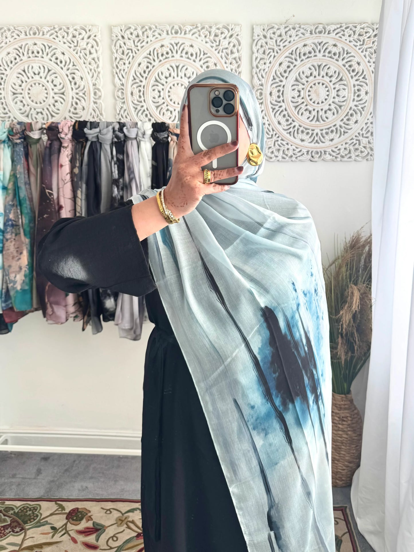 Water coloured Modal Printed Drip Hijab - Hijab Junkie UK
