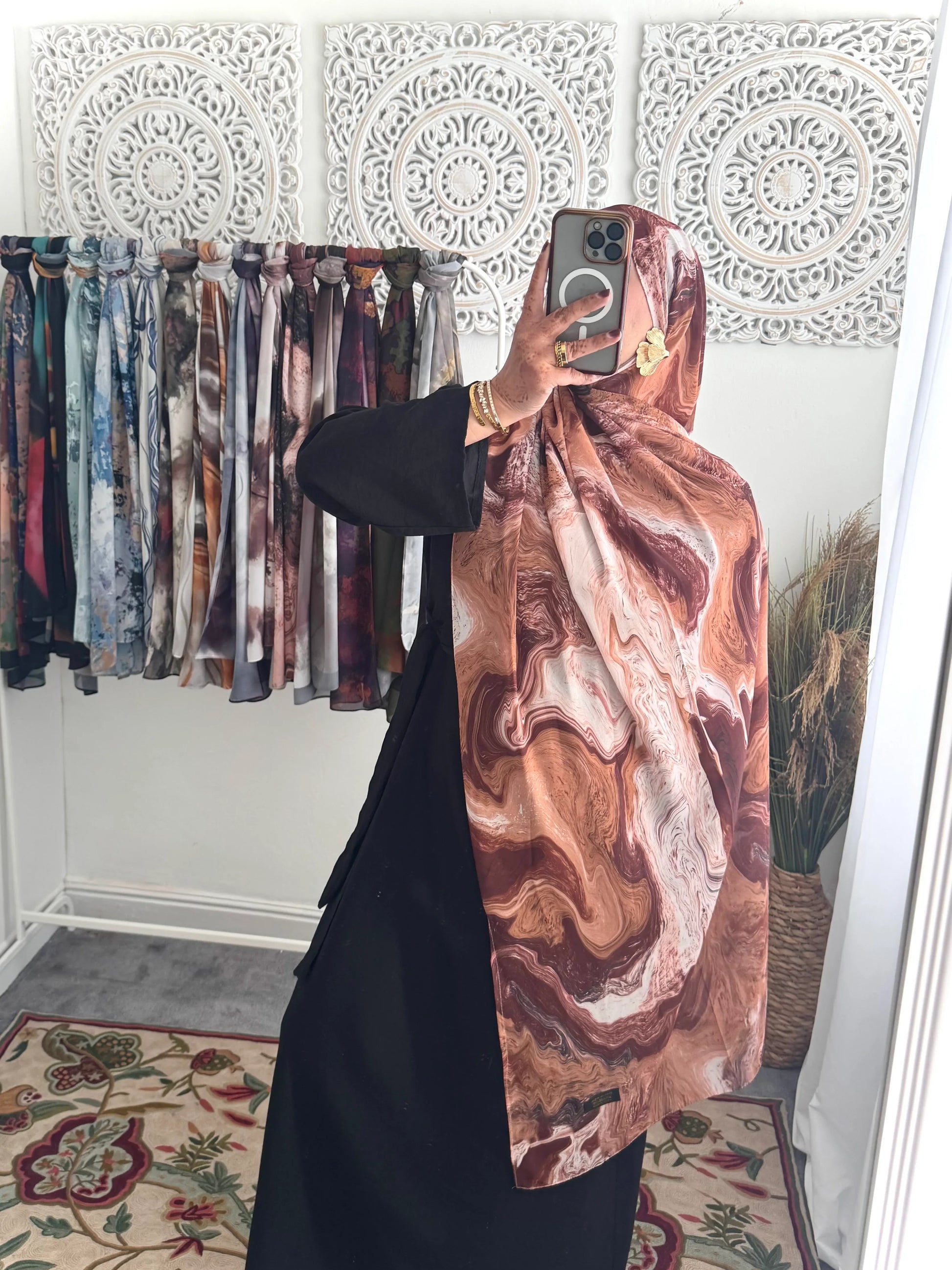 Water coloured Chiffon Printed Fareed Hijab - Hijab Junkie UK