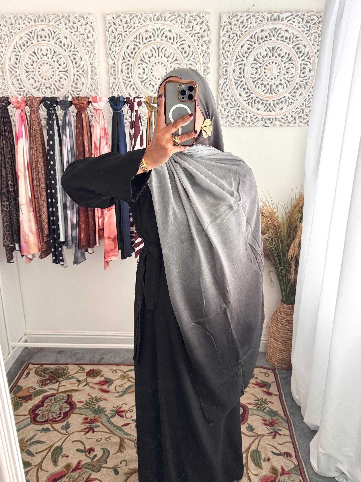 Water coloured Modal Printed Black Ombre Hijab