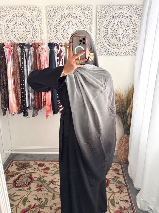 Water coloured Modal Printed Black Ombre Hijab