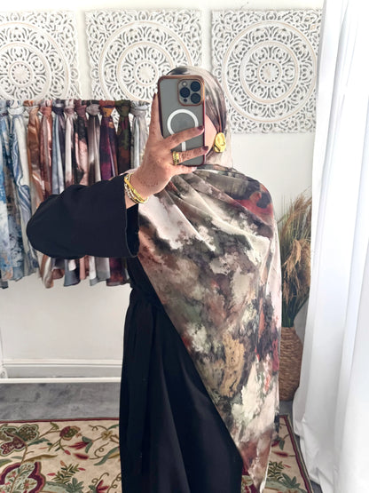Water coloured Chiffon Printed Bunni Hijab - Hijab Junkie UK