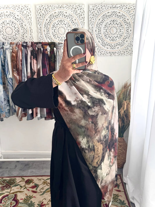 Water coloured Chiffon Printed Bunni Hijab - Hijab Junkie UK