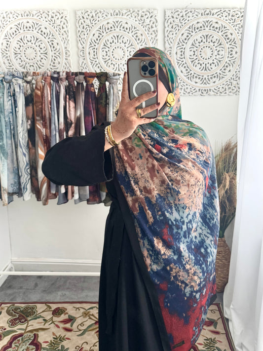 Water coloured Chiffon Printed Naadir Hijab