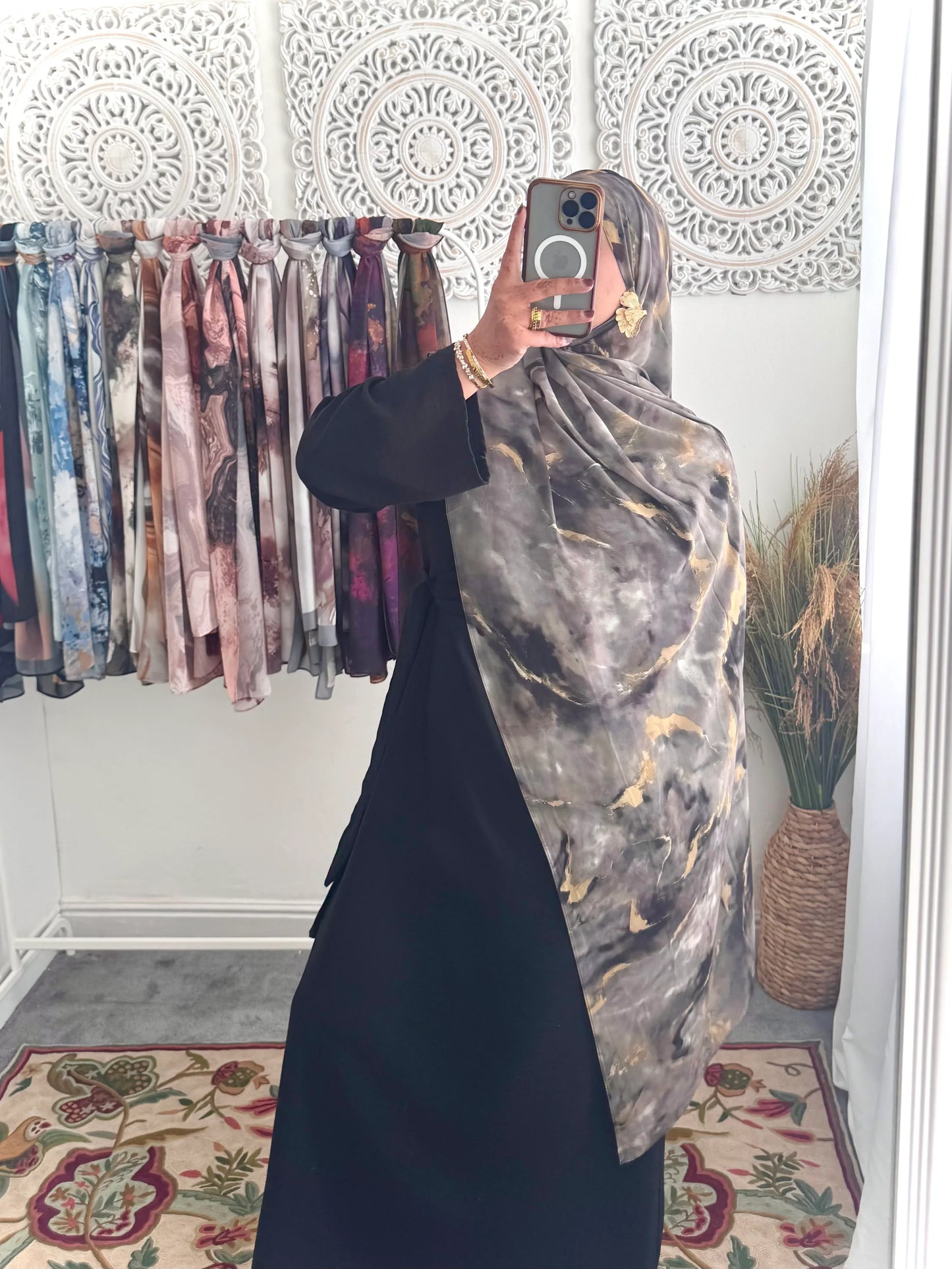 Water coloured Chiffon Printed Hiba Hijab - Hijab Junkie UK