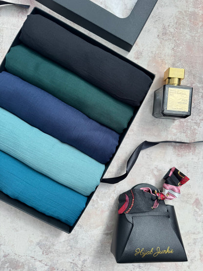 Malai Modal 5 peacock hijab gift set