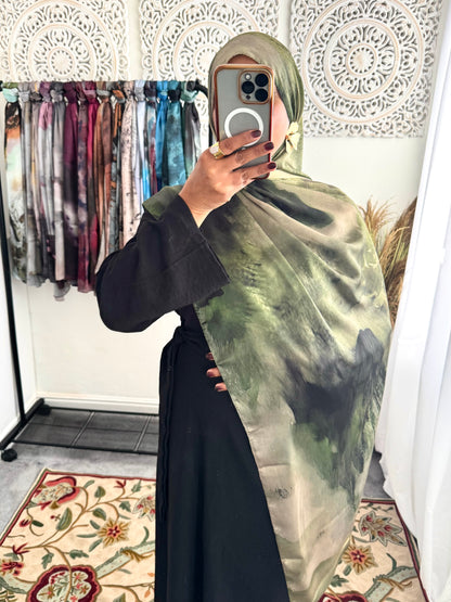 Water coloured Modal Silk Printed Zaitoon Hijab