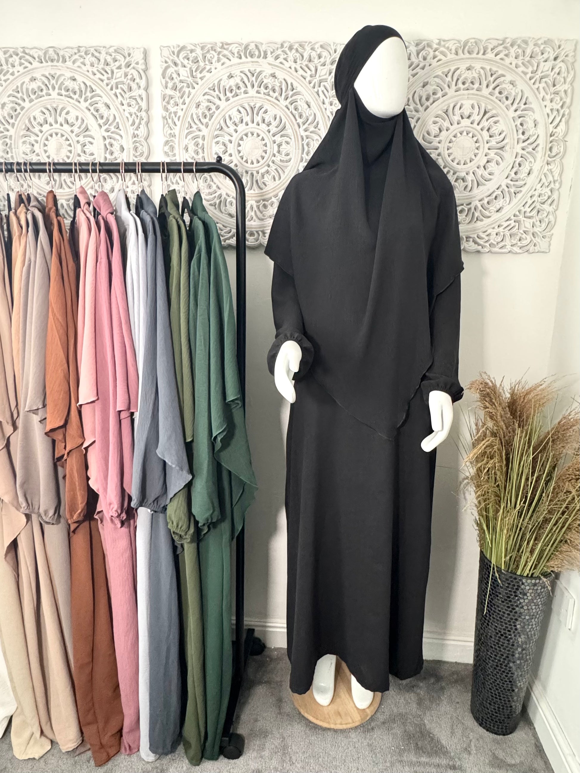 Khimar 2 pc Hawwa plain light weight abaya set adults and teenagers - Hijab Junkie UK