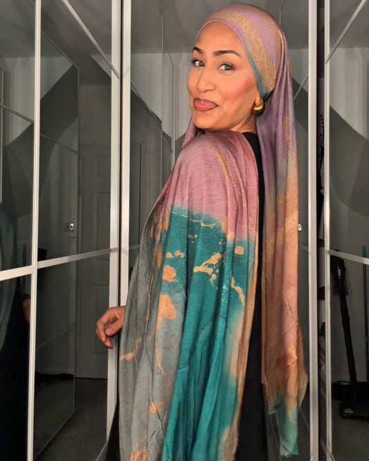 Premium Jersey Zapp Pink hijab draped elegantly on model, showcasing soft fabric texture and vibrant color.